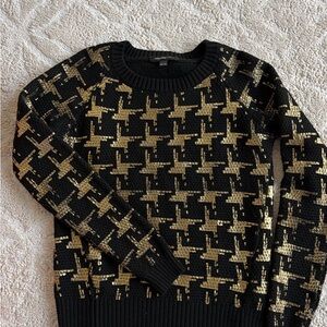 Wool Black and Gold Patterned Sweater